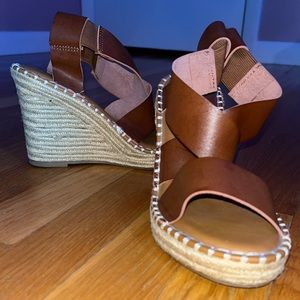 Brown Wedge Strap Heels